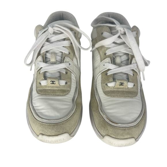 Chanel 2020 CC Logo Low Top Mixed Media Suede and Leather Nylon Chunky Sneakers - Picture 6 of 16